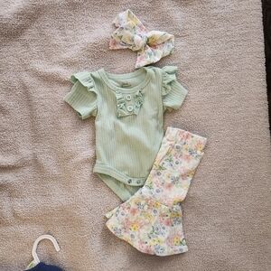 Floral Baby Outfit with Headband